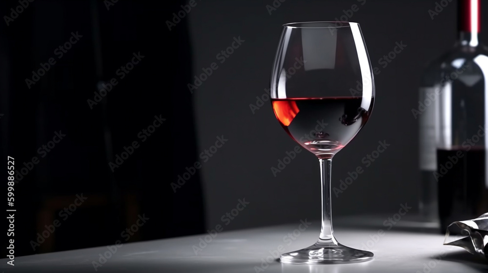red wine in wine glass black background