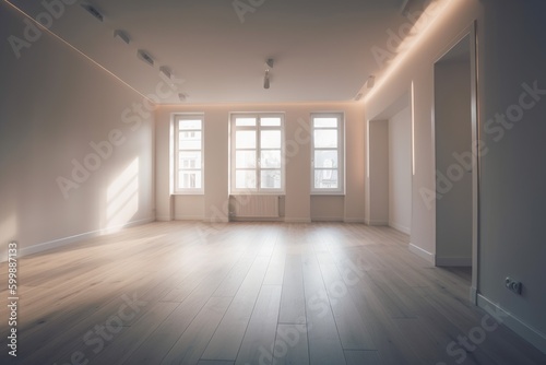 Empty room in modern house, generative AI