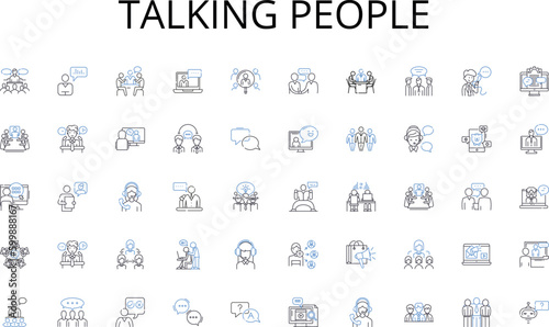 Talking people line icons collection. Classroom, Teamwork, Collaboration, Education, Lessons, Learning, Lecture vector and linear illustration. Pedagogy,Seminar,Workshop outline signs set