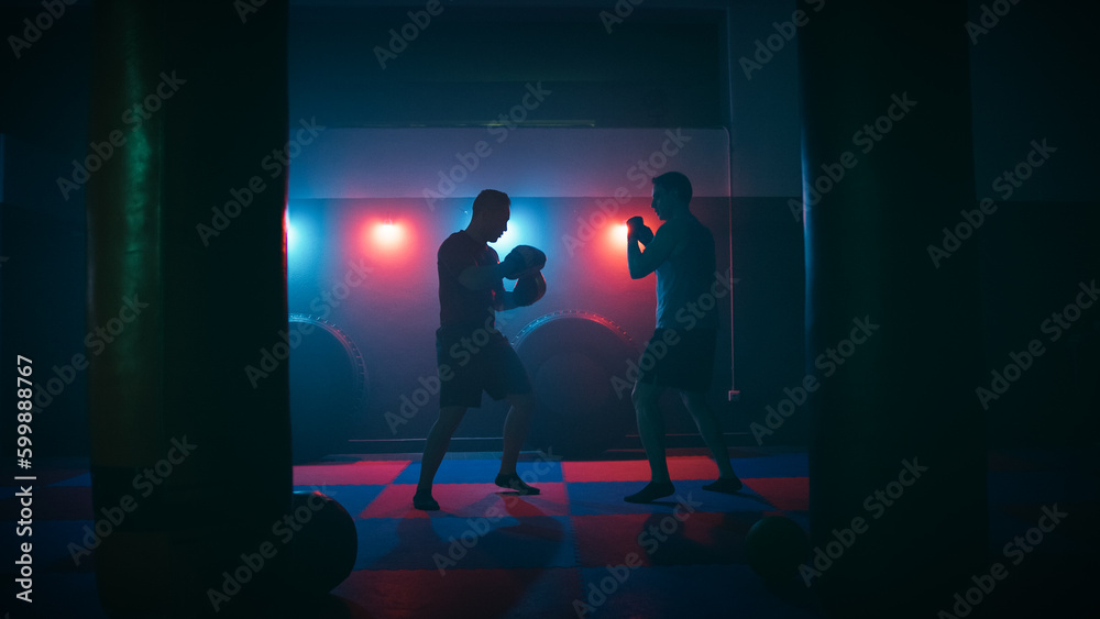 Boxing fight in the gym