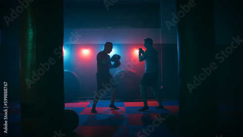 Boxing fight in the gym