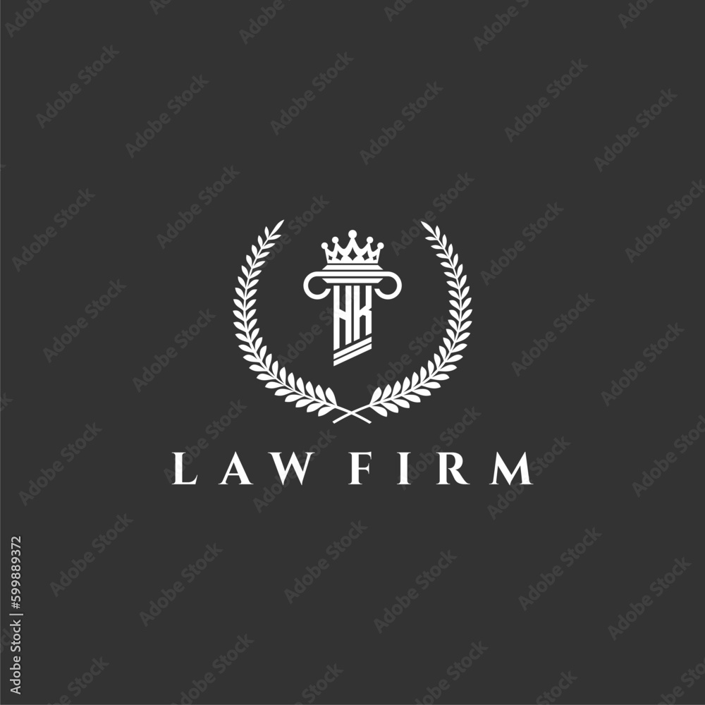 HK letter monogram logo for lawfirm with pillar & crown image design ...