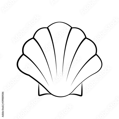 saltwater scallop sea shell, isolated sketch style vector illustration. shellfish or seafood line art icon for wildlife apps and websites. Hand drawn scallop saltwater clams