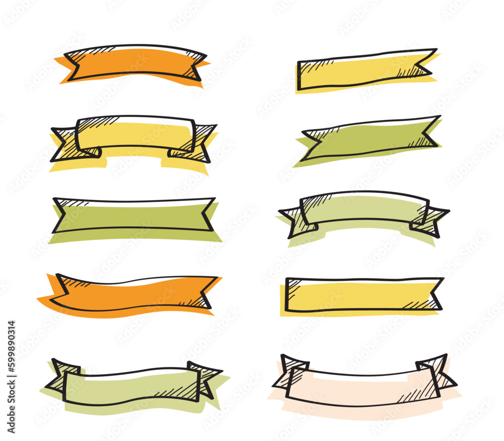 vector of hand drawn ribbons,vector illustration 