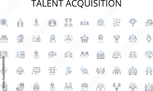 Talent acquisition line icons collection. Prosperity, Affluence, Abundance, Riches, Fortune, Opulence, Success vector and linear illustration. Profit,Gain,Luxury outline signs set photo