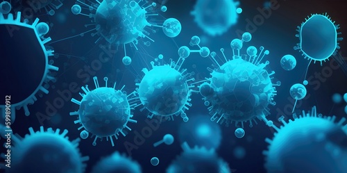 Background with viruses  microscopic view of floating virus cells  organism.