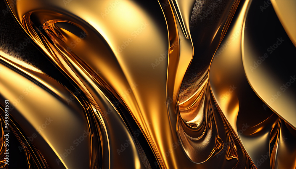 Textured gold shimmering curvy background, Generative AI