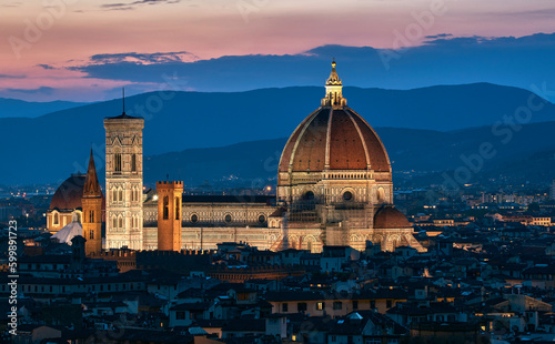 Panoramic night view on Florence, Italy