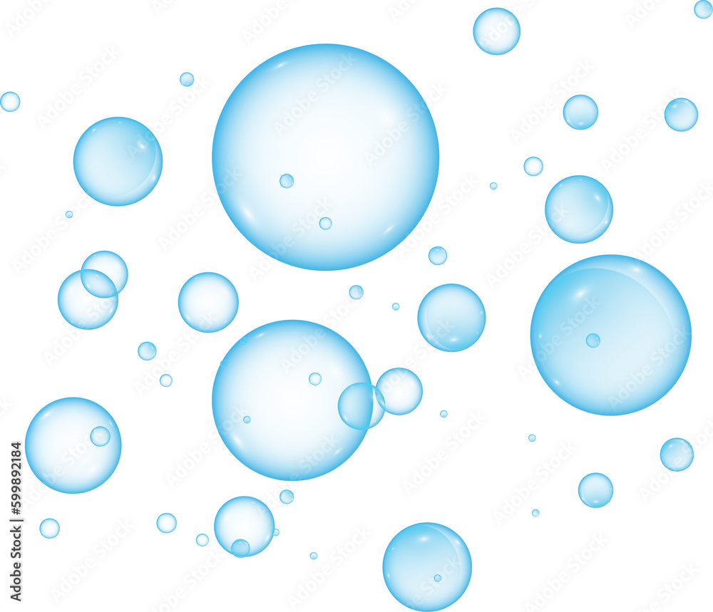 Realistic soap bubbles. Png Bubbles are located on a transparent background. Flying soap bubbles. PNG. - obrazy, fototapety, plakaty 