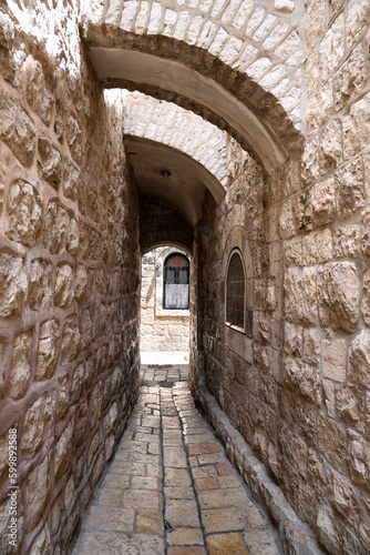 Beatiful narrow street of Jerusalem Old City