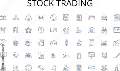 Stock trading line icons collection. Bookkeeping, Auditing, Taxation, Financial statements, Payroll, Balance sheet, Budgeting vector and linear illustration. Forecasting,Internal control,Cost