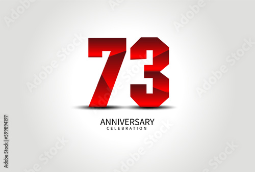 73 Year Anniversary Celebration Logo red vector, 73 Number Design, 73th Birthday Logo, Logotype Number, Vector Anniversary For Celebration, Invitation Card, Greeting Card. logo number Anniversary © VectorDesignArt2019