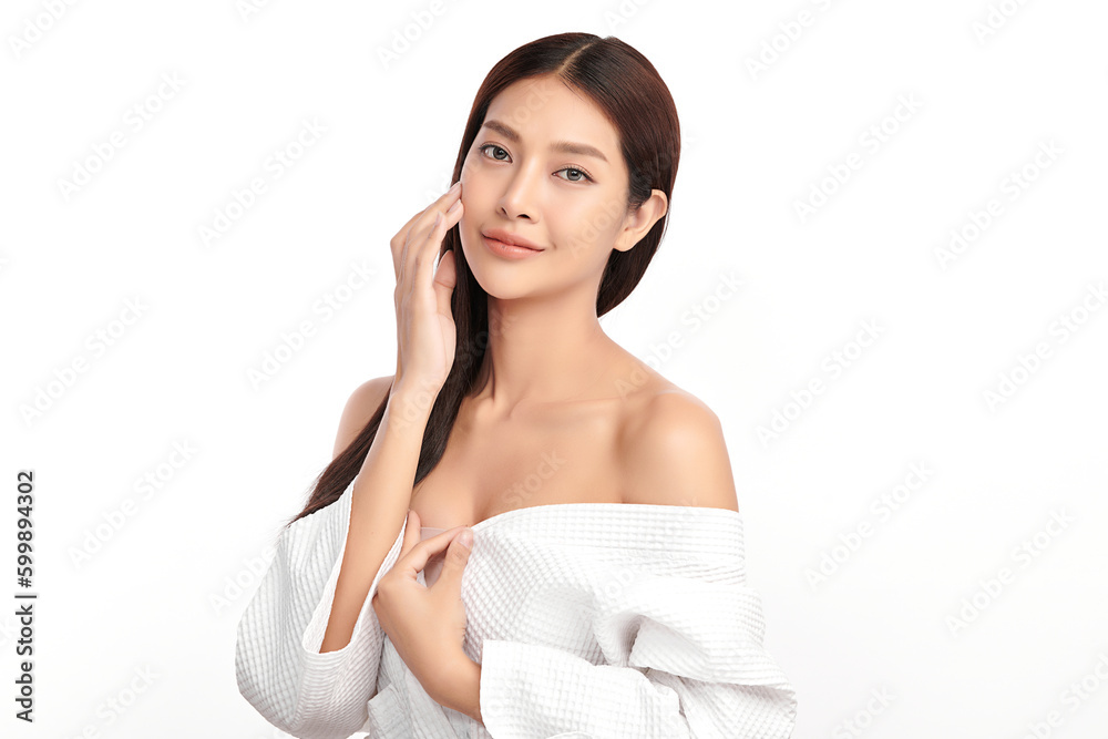 Beautiful young asian woman with clean fresh skin on white background, Face care, Facial treatment, Cosmetology, beauty and spa, Asian women portrait. Beautiful young asian woman with clean fresh skin on white background, Face care, Facial treatment, Cosmetology, beauty and spa, Asian women portrait.