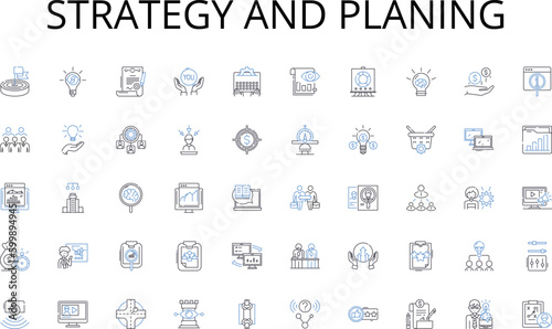 Strategy and planing line icons collection. Independence, Liberty, Autonomy, Sovereignty, Self-rule, Free will, Emancipation vector and linear illustration. Self-determination,Self-governance,Self