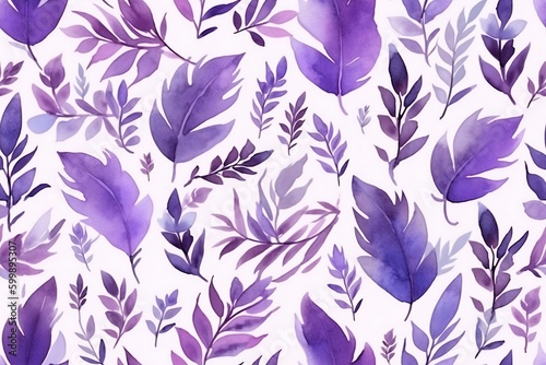 Purple and White Seamless Floral Pattern