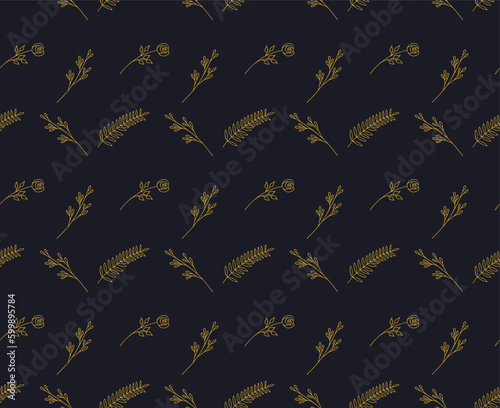 Flower Based Golden Yellow Color Repeatable Pattern on Dark background Fully Editable