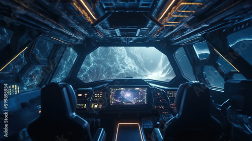 Spacecraft cockpit,created with generative ai tecnology. © henvryfo
