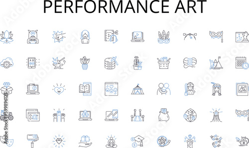 performance art line icons collection. Visionary, Empowerment, Resilience, Accountability, Innovation, Decisiveness, Trust vector and linear illustration. Influence,Inspiration,Communication outline