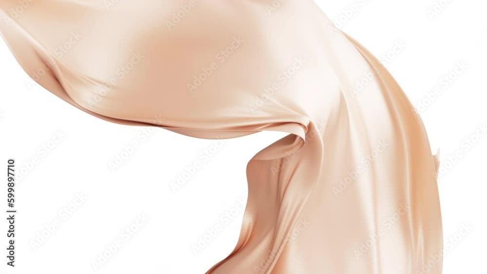 Brown silk fabric, brown cloth material flying in the wind , 3d rendering.