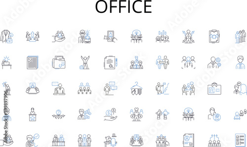 Office line icons collection. Budgeting, Investments, Savings, Taxes, Analysis, Planning, Accounting vector and linear illustration. Cashflow,Debt,Insurance outline signs set