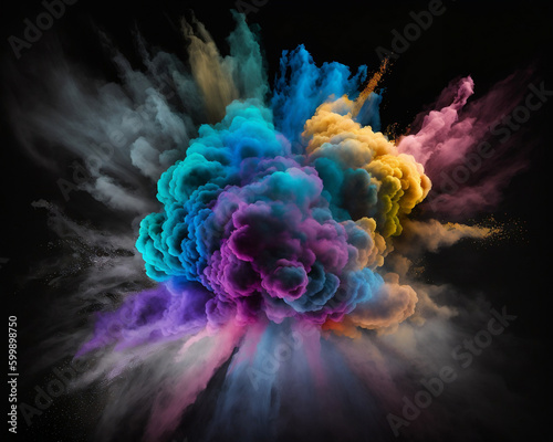 Color powder explosion. Generative ai.
