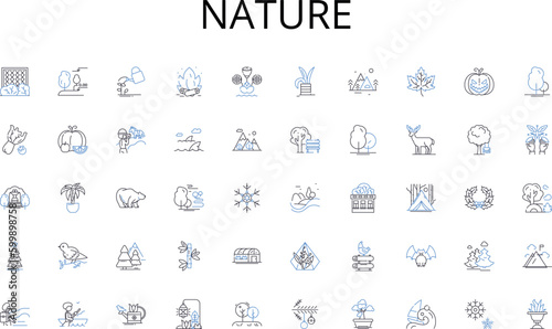 Nature line icons collection. Business, Corporate, Organization, Company, Industry, Management, Leadership vector and linear illustration. Strategy,Innovation,Growth outline signs set