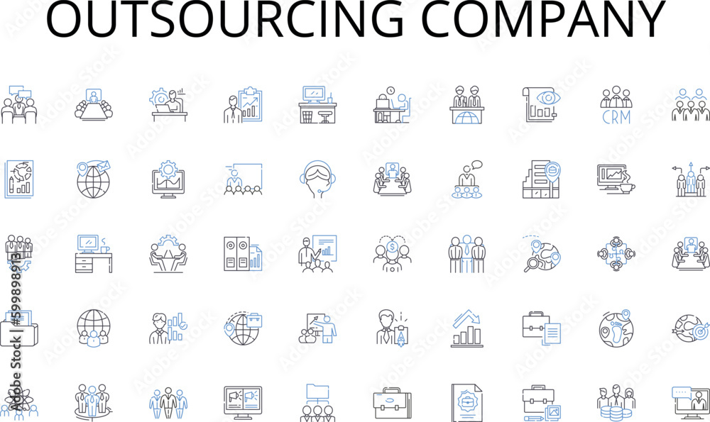 Outsourcing company line icons collection. Connection, Dialogue, Exchange, Expression, Interaction, Contact, Disclosure vector and linear illustration. Correspondence,Transmission,Transmission outline Outsourcing company line icons collection. Connection, Dialogue, Exchange, Expression, Interaction, Contact, Disclosure vector and linear illustration. Correspondence,Transmission,Transmission outline