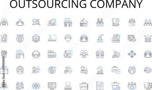 Outsourcing company line icons collection. Connection, Dialogue, Exchange, Expression, Interaction, Contact, Disclosure vector and linear illustration. Correspondence,Transmission,Transmission outline