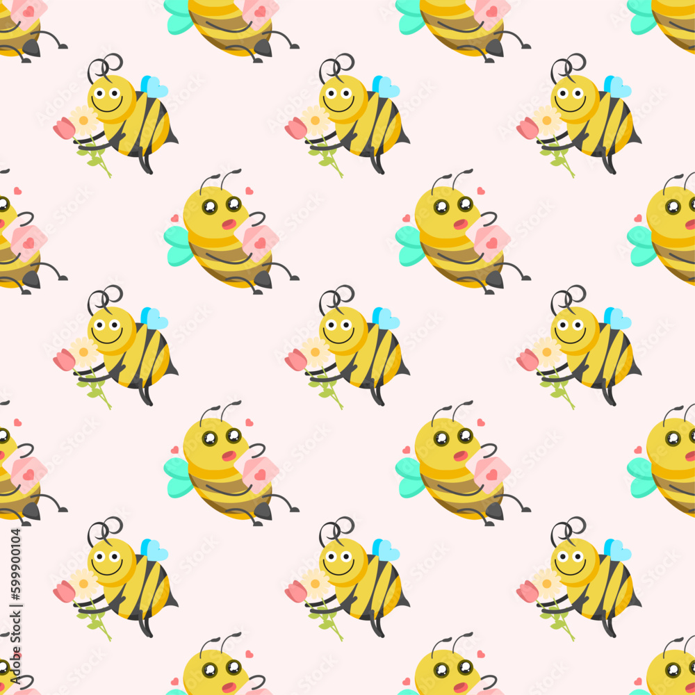 Seamless Pattern Abstract Elements Different Bee Insect Beetle With Flower Vector Design Style Background Illustration Texture For Prints Textiles, Clothing, Gift Wrap, Wallpaper, Pastel Seamless Pattern Abstract Elements Different Bee Insect Beetle With Flower Vector Design Style Background Illustration Texture For Prints Textiles, Clothing, Gift Wrap, Wallpaper, Pastel