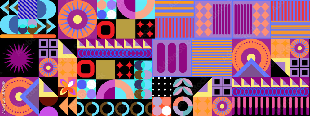 Colorful colourful vector retro geometric shapes mosaic background