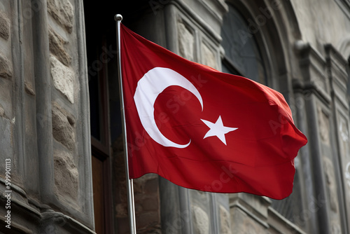 Turkish flag. AI generated image.