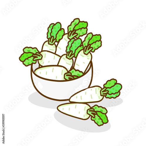 Set Turnip on background vector.