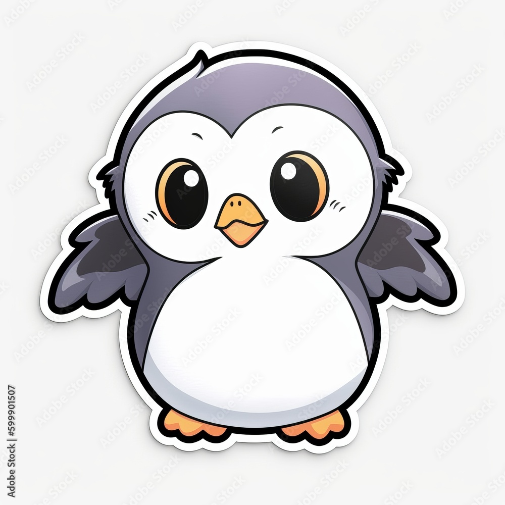 A cute chibi Penguin sticker with a white background, radiating adorable and lovable vibes. The chibi Penguin is depicted in a small and super deformed style, Generative AI A cute chibi Penguin sticker with a white background, radiating adorable and lovable vibes. The chibi Penguin is depicted in a small and super deformed style, Generative AI