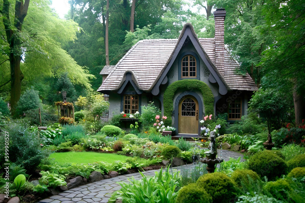 english country house with garden, ai generated english country house with garden, ai generated
