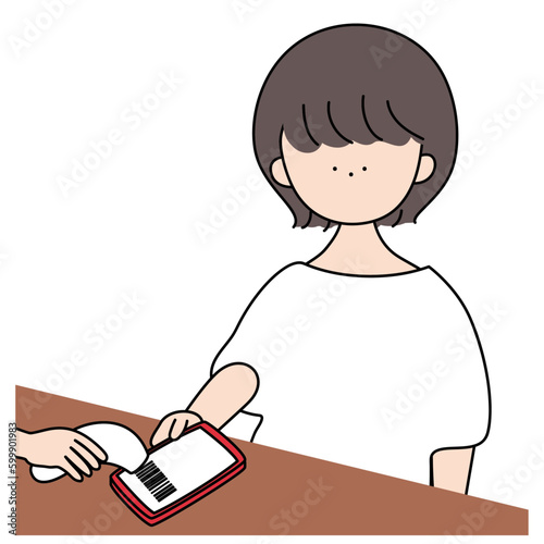 スマホ決済をする女の子