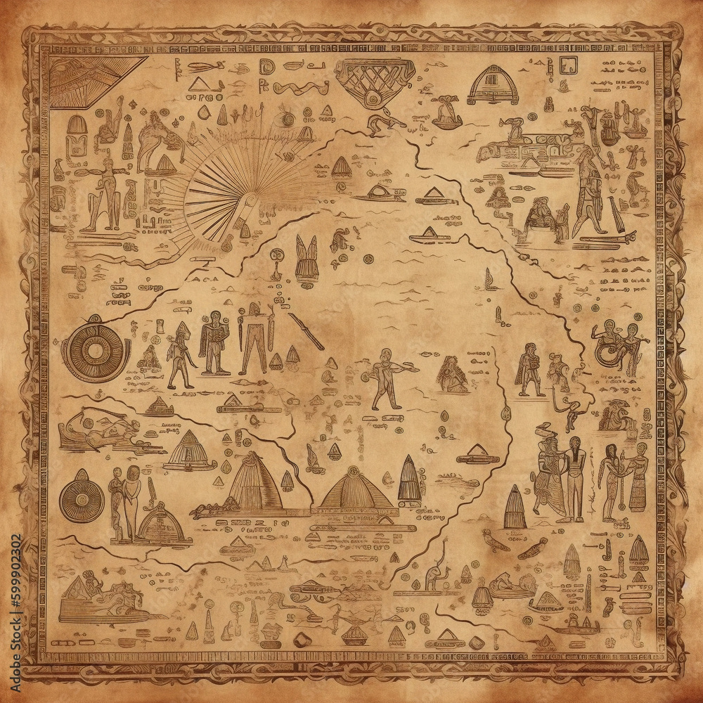 Reverse map, Egyptian literature, treasure map, ancient literature, Egyptian papyrus