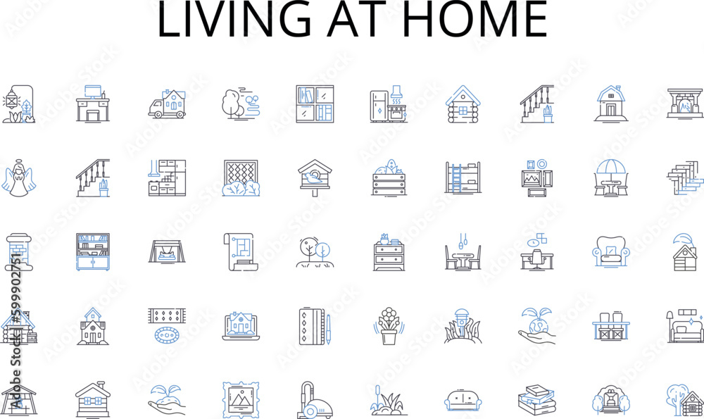 Living at home line icons collection. Production, Assembly, Quality, Efficiency, Automation, Machining, Fabrication vector and linear illustration. Mass,Manufacturing,Operation outline signs set
