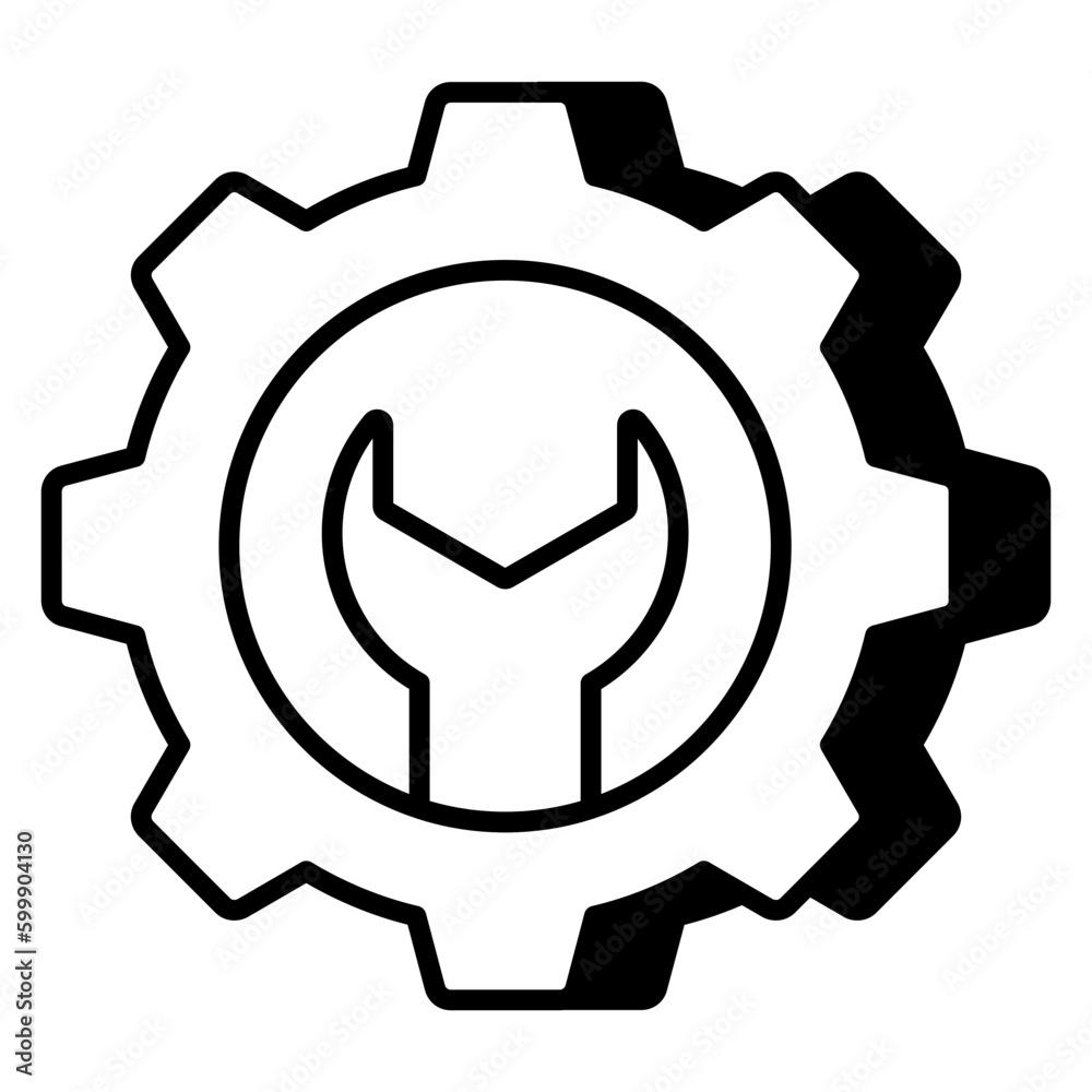 Editable design icon of repair tools, gear with spanner Editable design icon of repair tools, gear with spanner