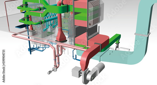 circulating fluidized bed boiler 3D illustration photo