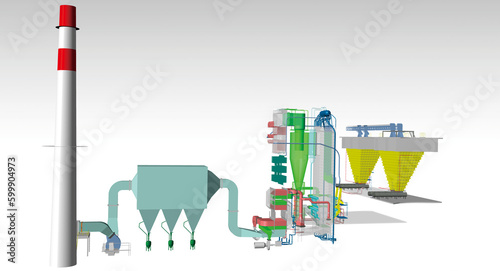 circulating fluidized bed boiler 3D illustration photo