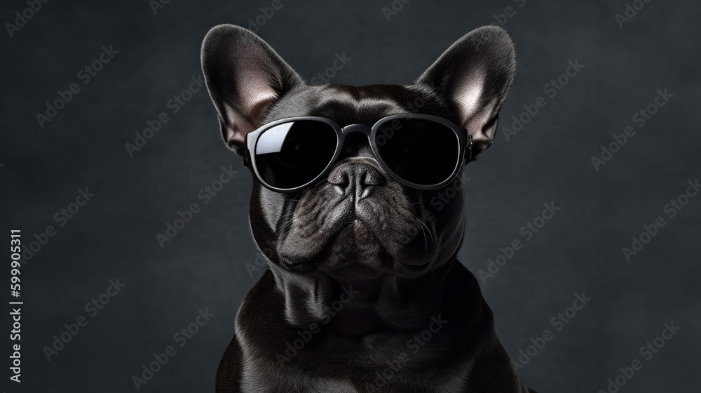 Generative AI. French Bulldog dog wearing sunglasses