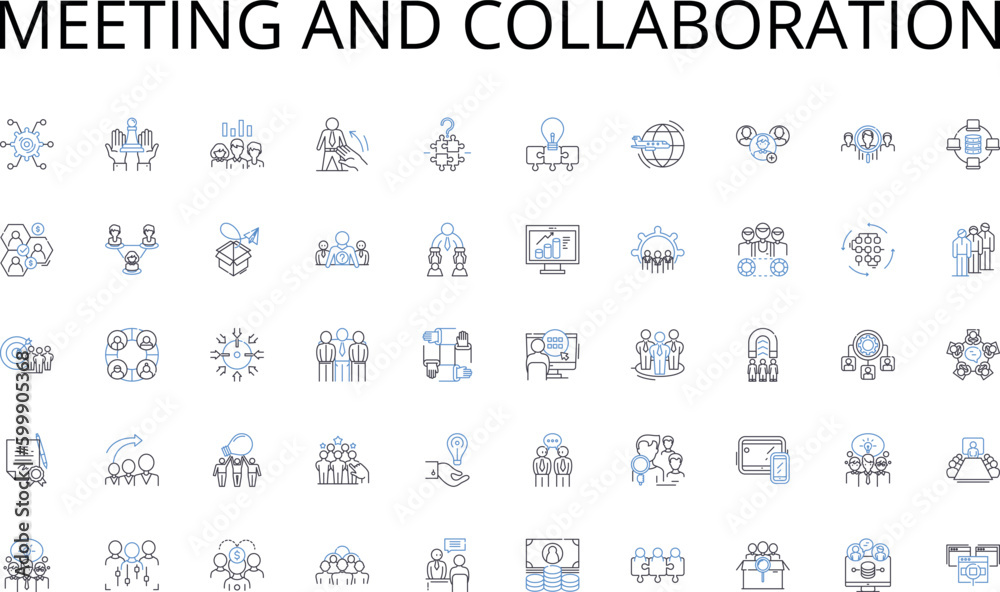 Meeting and collaboration line icons collection. Smartph, Tablet, Laptop, Desktop, Smartwatch, Fitness-tracker, Headphs vector and linear illustration. Earbuds,VR-headset,Gaming-console outline signs
