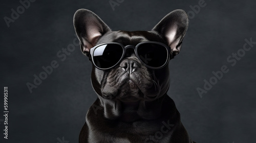 Generative AI. French Bulldog dog wearing sunglasses © Mike