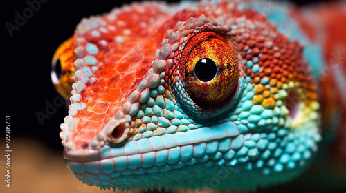 Chameleon portrait, macro photography