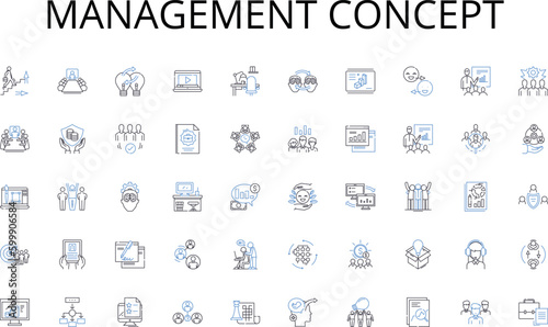 Management concept line icons collection. Marathon, Endurance, Speed, Fitness, Training, Runners, Sweat vector and linear illustration. Motivation,Community,Health outline signs set
