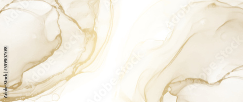 Marble vector background for cover design, cards, flyers, poster, banner. Hand drawn painted illustration. Golden marbled wall. Gold and white textured surface for design interior.