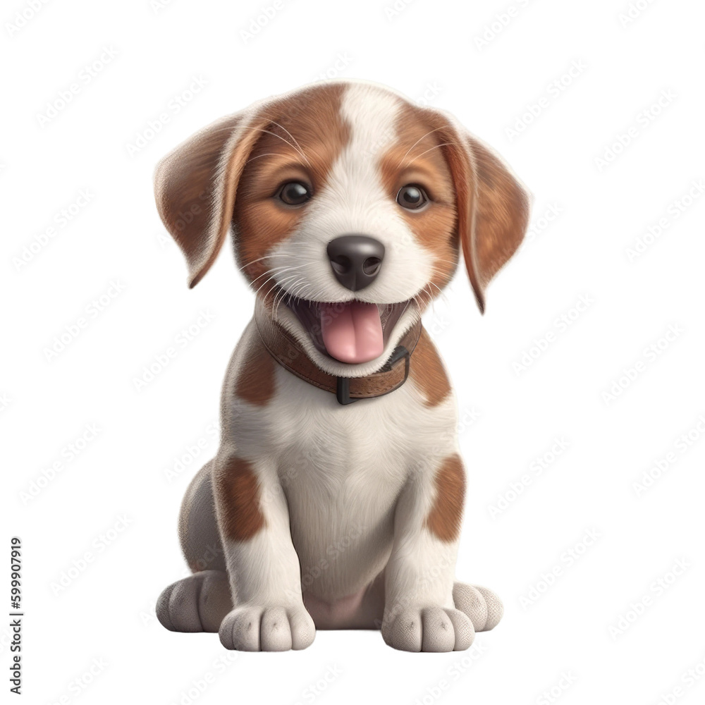 Cute baby smiling puppy. Small dog pets. Transparent isolated background. AI generated