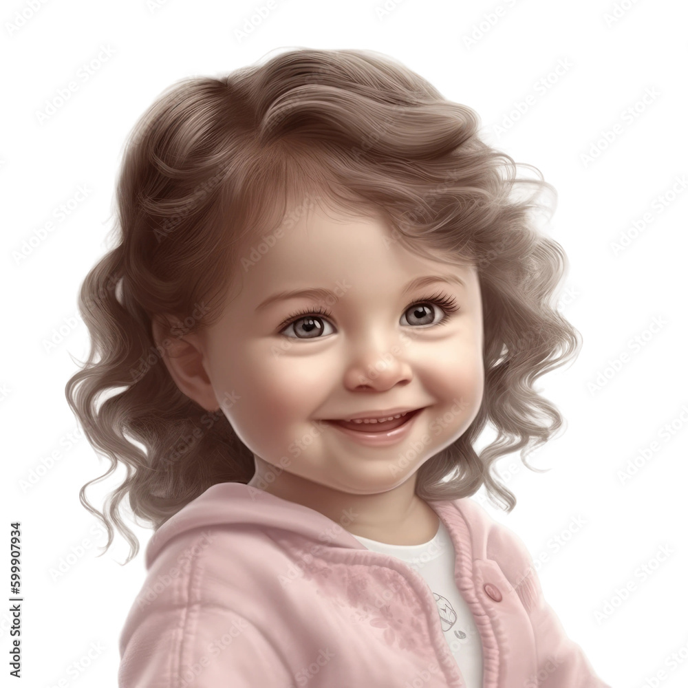 Cute baby smiling girl face. Transparent isolated background. AI generated Cute baby smiling girl face. Transparent isolated background. AI generated