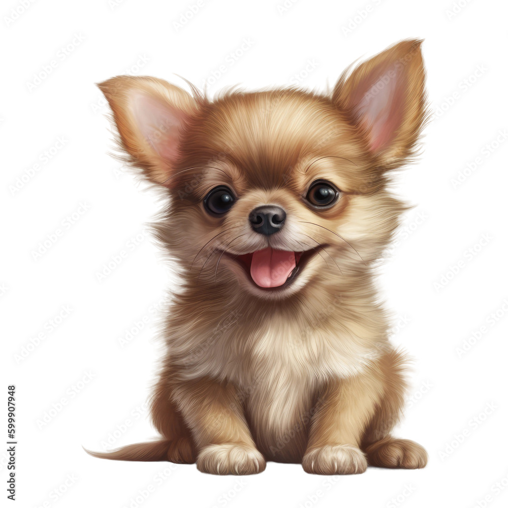 Obraz premium Cute baby smiling puppy. Small dog pets. Transparent isolated background. AI generated