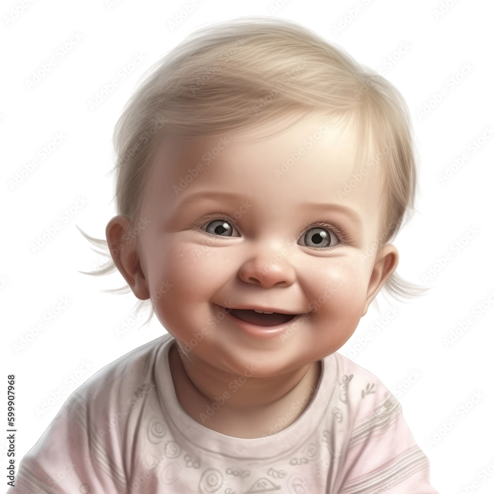 Cute baby smiling girl face. Transparent isolated background. AI generated Cute baby smiling girl face. Transparent isolated background. AI generated
